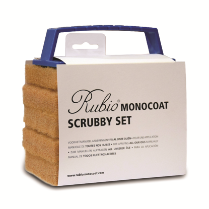 Picture of Rubio Monocoat Scrubby Set, Hand Pad Holder & 5 Beige Pads